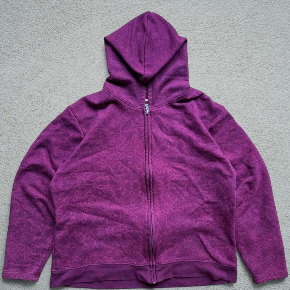 Hanes Purple Zip Up Hoodie XL Marbled
